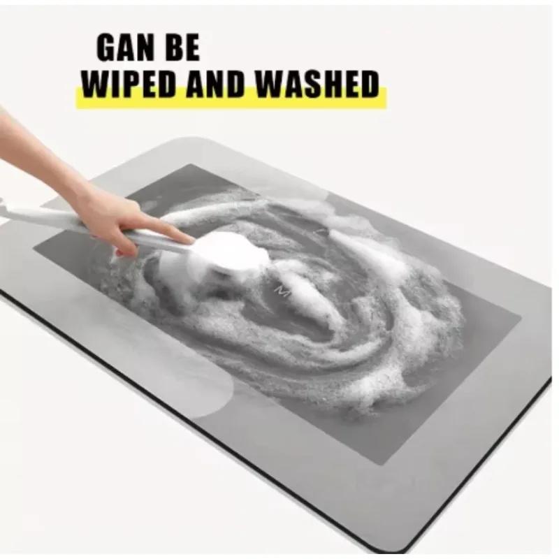 Fast Drying Diatomite Bath Mat Bathroom Foot Mat Bathroom Toilet Absorbent Quick Dry Non Slip Easy Clean Home Decor