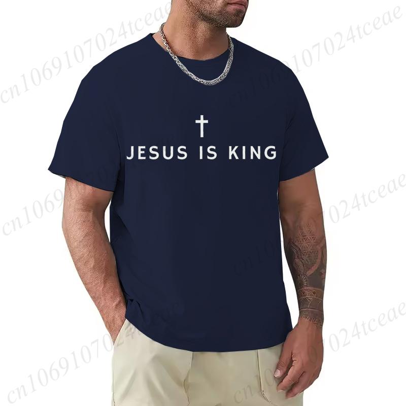 Herren T-Shirts Oberteile Jesus Ist König Shirt Christlich Lustige Herren T-Shirts Minimalistische Christliche Grafik Y2k Oberteile Hipster Trendige Kleidung