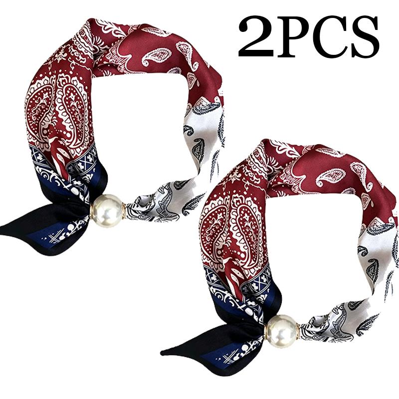 1/2 STKS Elegante Parelstaart Magnetische Sluiting Sjaal Zomer Nieuw Veelzijdig Ademend Mode Artistiek Accessoire Nekwarmer Sjaals gray