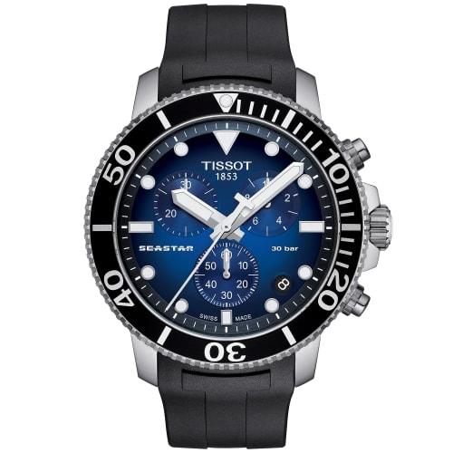 Tissot Seastar 1000 Chronograph Watch, Rubber Strap, T1204171704100, Men's, Blue Dial