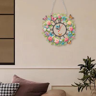 Acrylic Special Shape Starfish Diamond Painting Wreath Clock 5D Diamond Painting Clock Art Craft Diamond Painting Hanging Clock