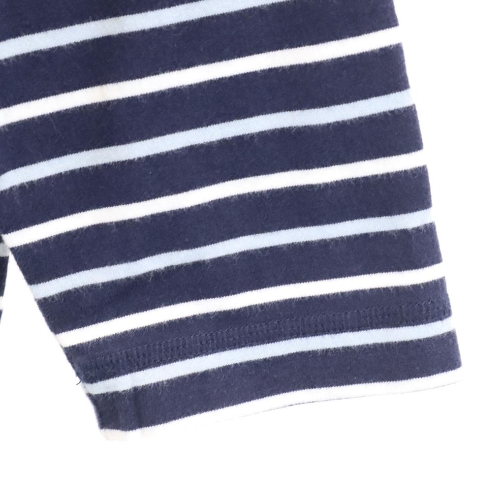 LACOSTE Border Pattern 7 minutes sleeve Boat neck Basque shirt 3 Navy Men's Used