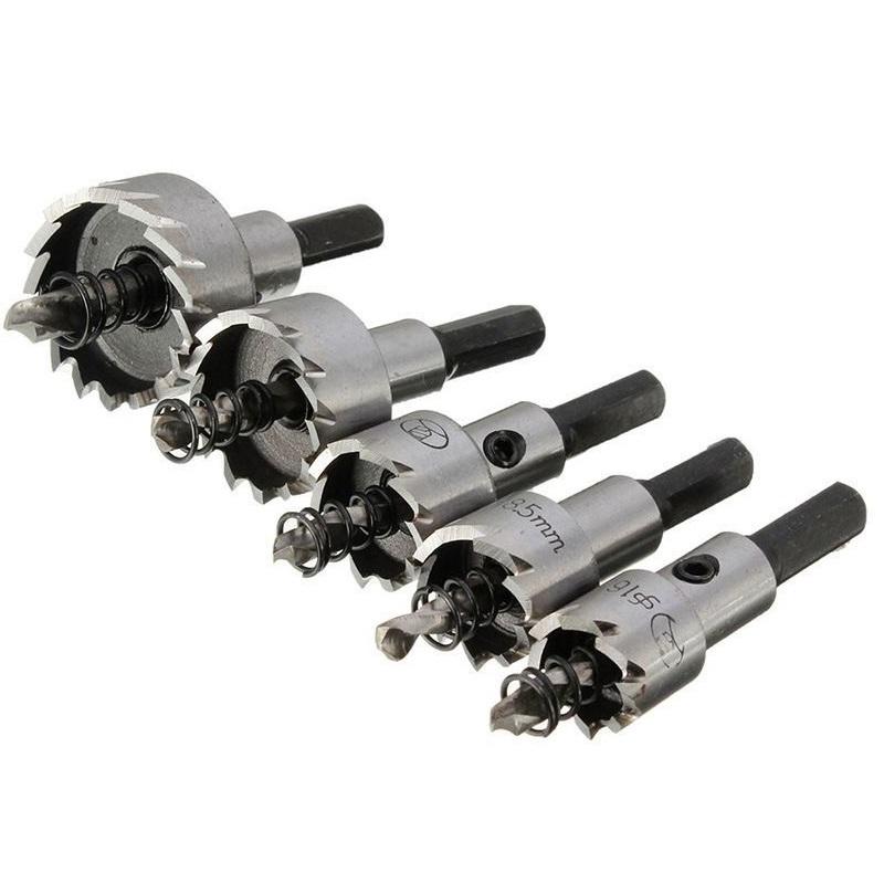 5pcs HSS Drill Bit High Speed Steel Carbide Tip Hole Saw Tooth Cutter Metal Drilling Woodwork Cutting Carpentry Crowns