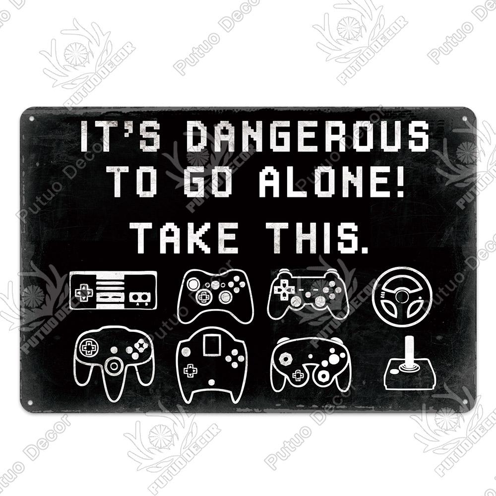 

Декор Смешные геймерские металлические знаки Винтажная жестяная вывеска Геймер на работе Ретро знаки для дома Домашний клуб Игровая комната Мужская пещера Декор стены 20x30cm(7.9x11.8in)