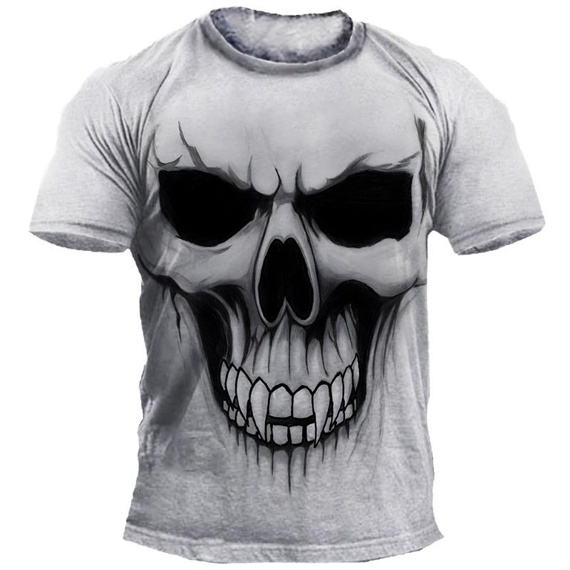 Men's T-Shirts Halloween Horror Skull T-Shirt Men Casual Short Sleeve Oversized T Shirt Hip Hop Streetwear Men Clothing Tee Tops