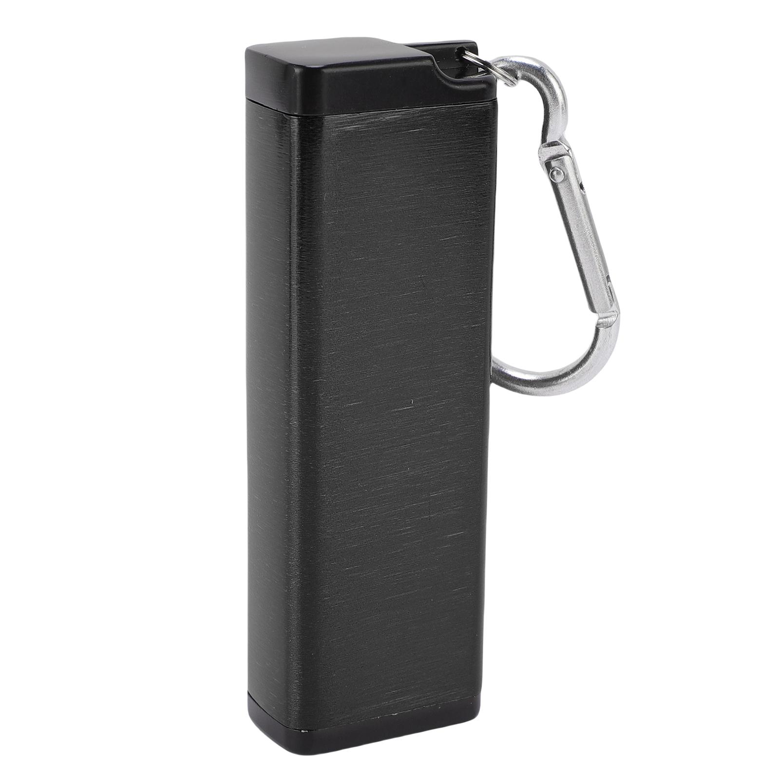 

Портативный металлический контейнер для хранения Алюминиевый сплав Уличный герметичный ящик для хранения со свистком и шнурком чёрный