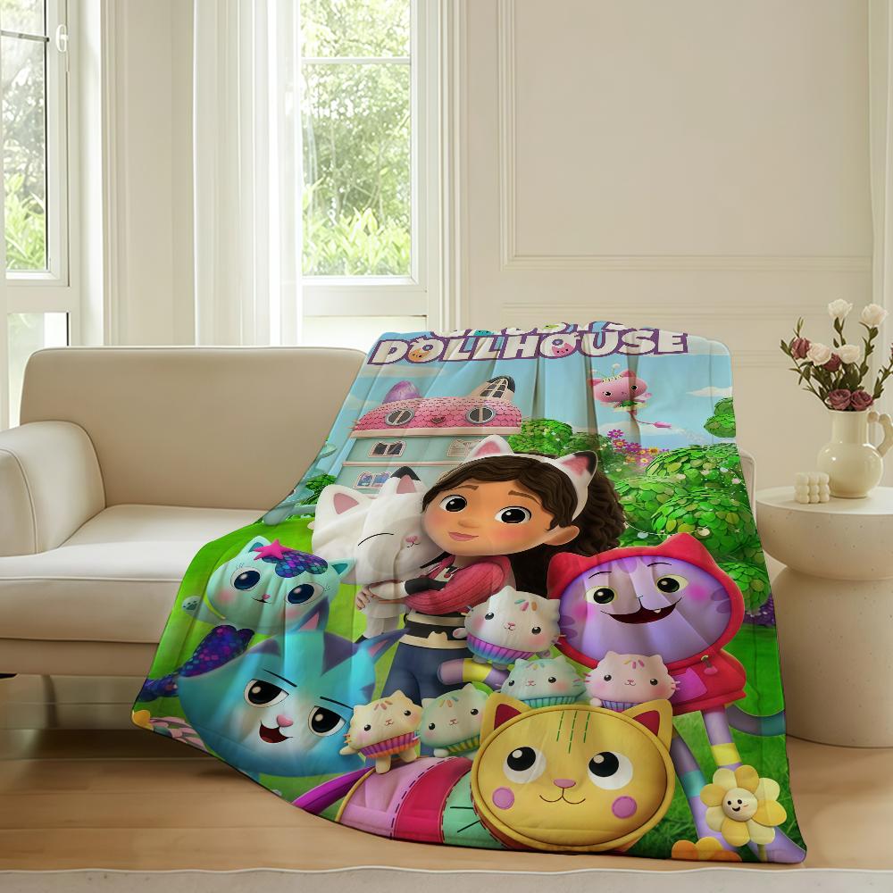 Cartoon G Gabby's Dollhouse Blanket For Sofa Office Bed Plane Travel Sleep Read Relax Camping Soft And Warm