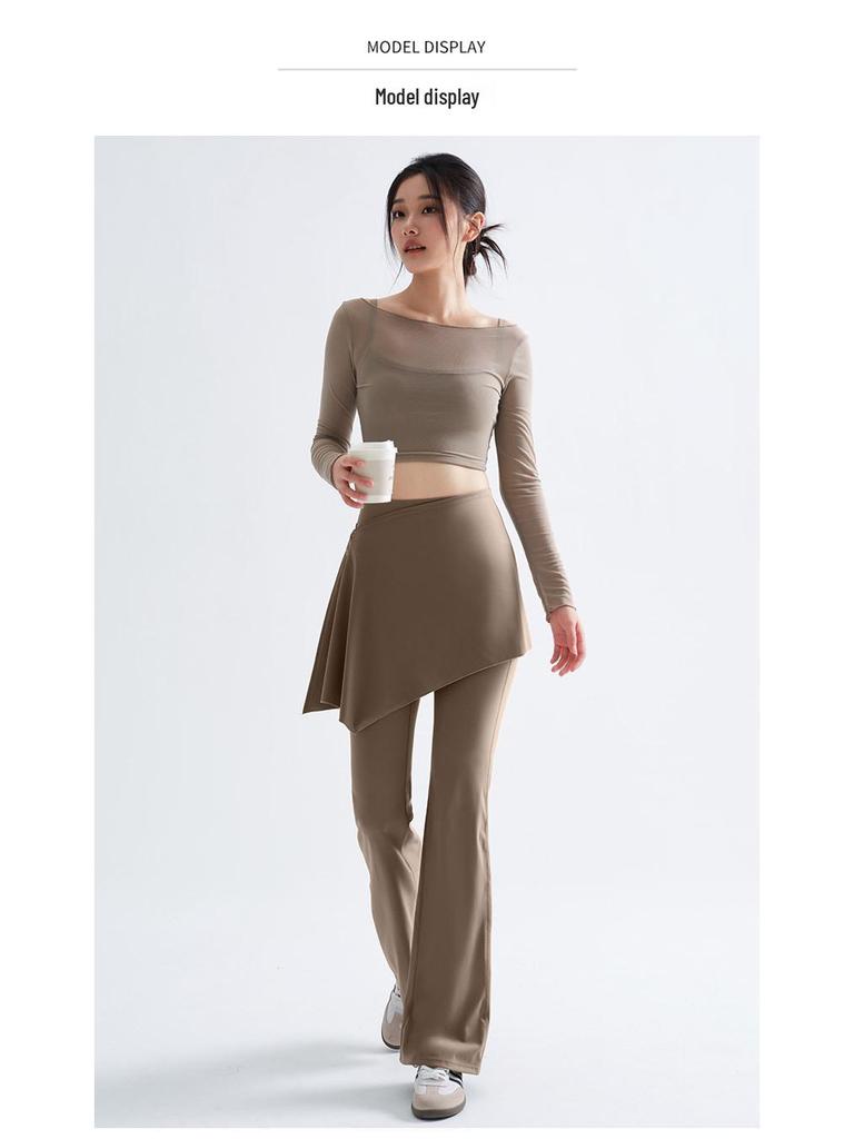 Yoga Micro Flare Pants with Detachable Skort for Sports and Dance