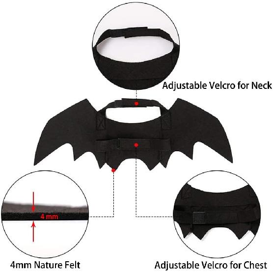 Halloween Dog Bat Costume with Leash Cat Pet Bat Wings Clothes Funny Apparel Outfit Dress Up Accessories for Cosplay Party XL