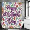 Happy Mother's Day Floral Purple Shower Curtain, Bathroom Decorative Shower Curtain, Waterproof Shower Curtain with Hooks