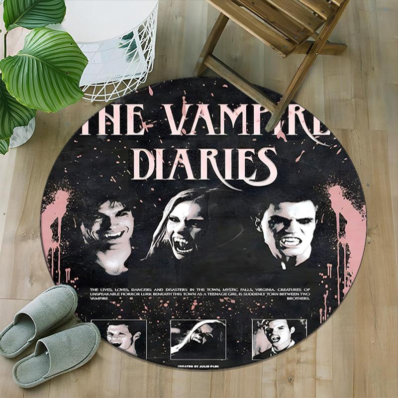 1pc The Vampire Diaries4 Print Round Carpet Chair Round Carpet Suitable for Bedroom Living Room Home Decorative Carpet
