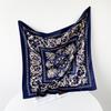 Square Scarf Floral Splicing Design Retro Trendy and High-end Sense  Scarf Scalp Light and Breathable Soft Shawl