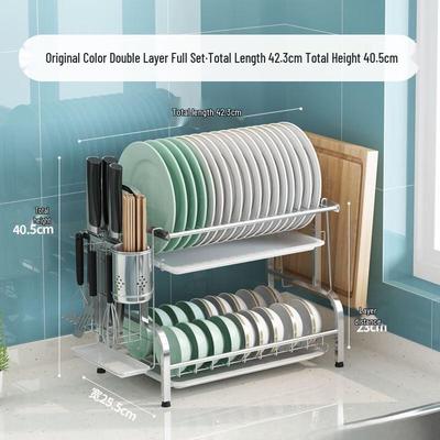 ZhiShi Modern Countertop Double-Layer Dish Drying Rack