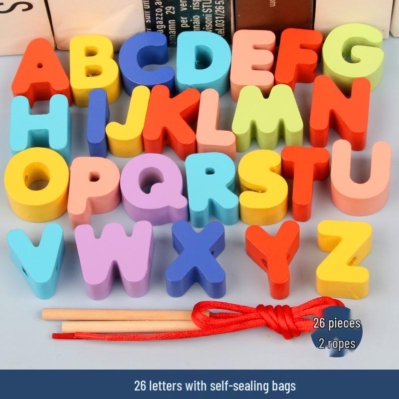 Wooden Bead Stringing Toy for Children's Educational Development