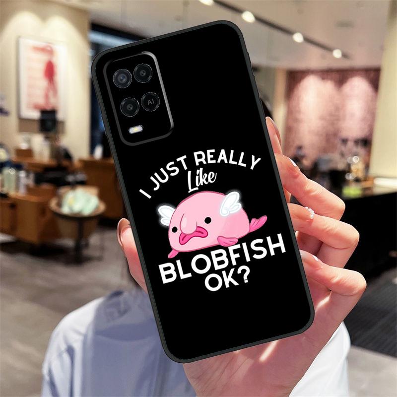 Cute Blobfish Case For Oppo A78 A98 A79 A18 A38 A58 A40 A60 A80 A16 A76 A96 A15 A74 A94 A54 A17 A77 Cover