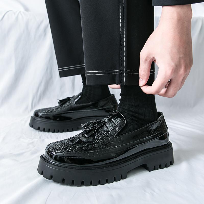 High Quality Handmade Tassel Leather Loafers Shoes Mens Leather Thick Sole Business Casual Shoes Slip-on Male Footwear