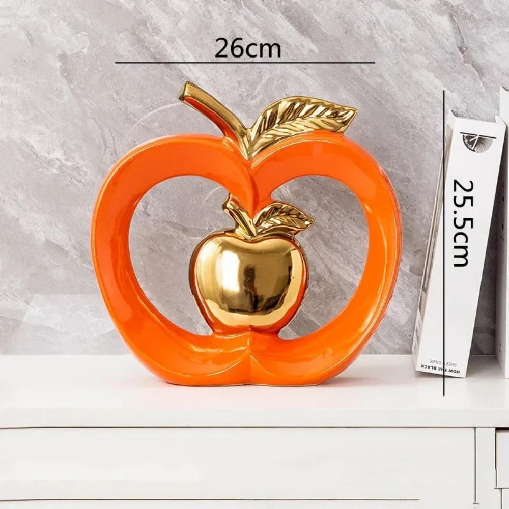 Simulated Apple Hollow Golden Ceramic Art Crafts Desktop Storage Ornaments Candy Jar Storage Box Golden Apple Home Furnishings