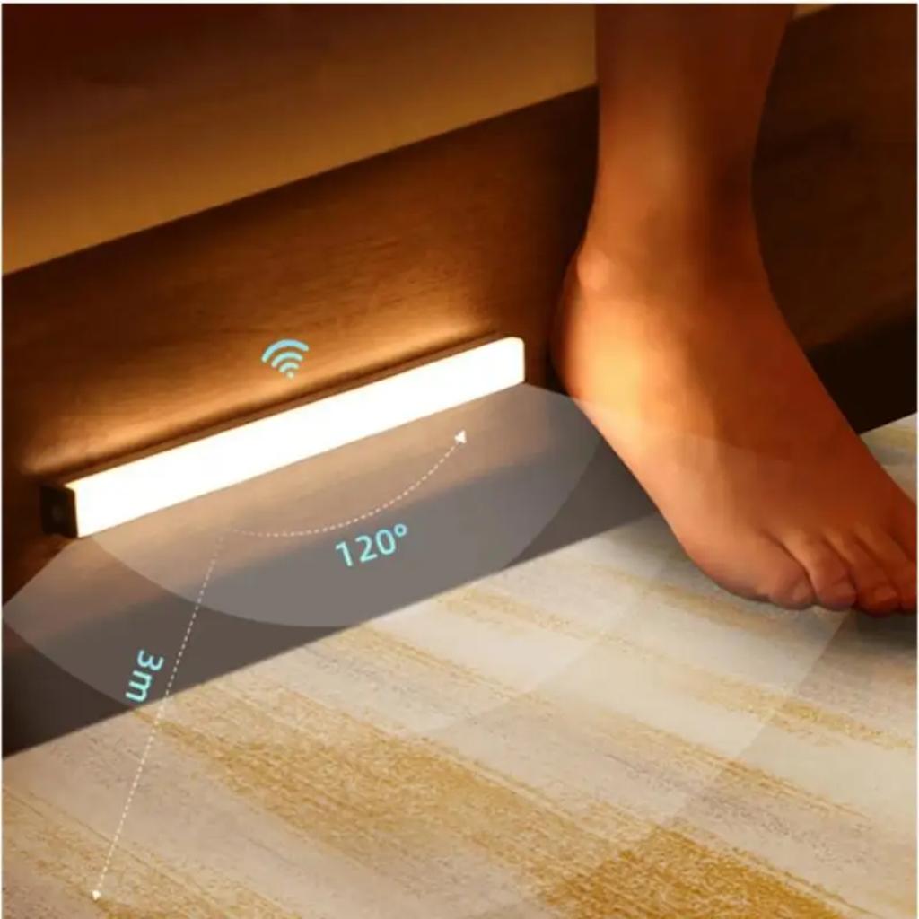 New LED Intelligent Wireless Long Strip Body Sensor Lighting Bedroom Night Light USB Charging Electromagnetic Suction Cabinet Li