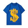 Men's 100% Cotton Crew Neck Short Sleeve T-Shirt, Cool Graffiti Style 3D Dollar Sign Print Casual Loose Fit Tee, Comfortable Streetwear Daily Wear Top