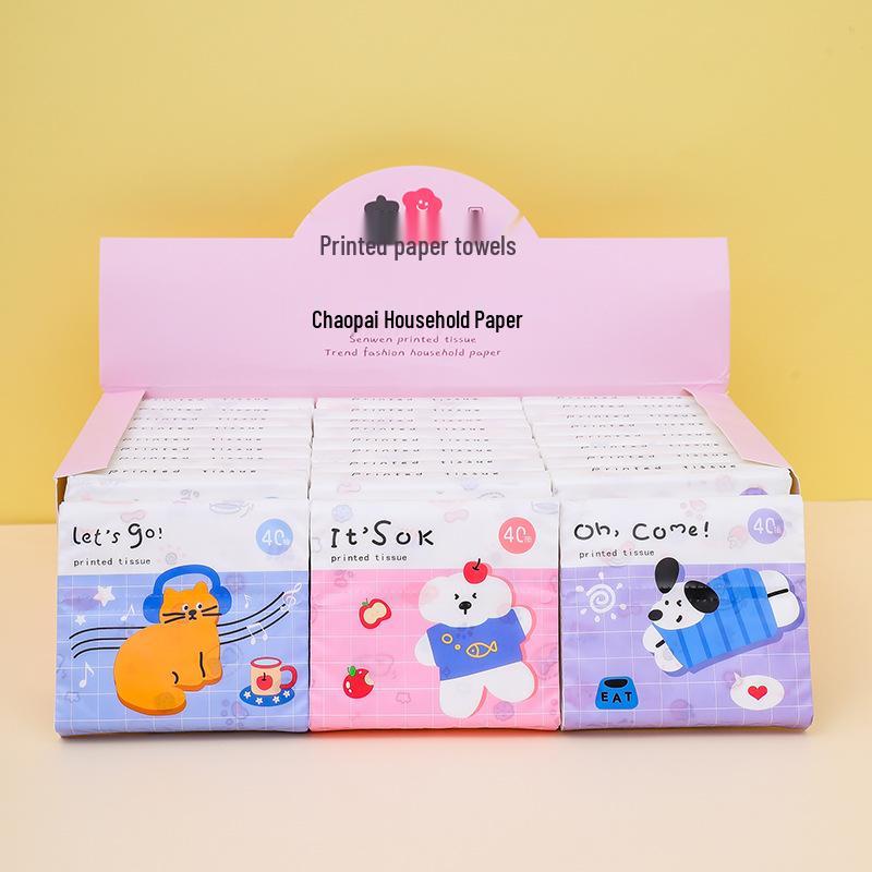 Stylish Portable Pocket Tissue Pack - 40 Sheets of Printed Facial Tissue