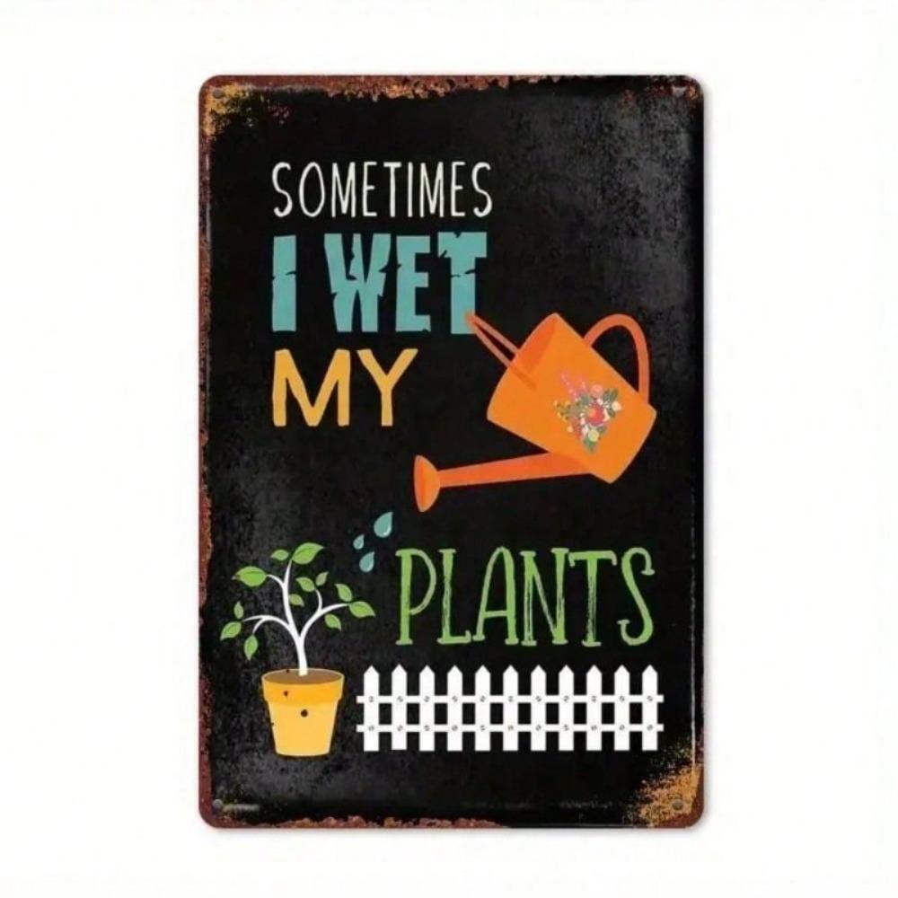 Metal Wall Art Vintage Garden Sign Water Plants Decor for Home Bar Cafe