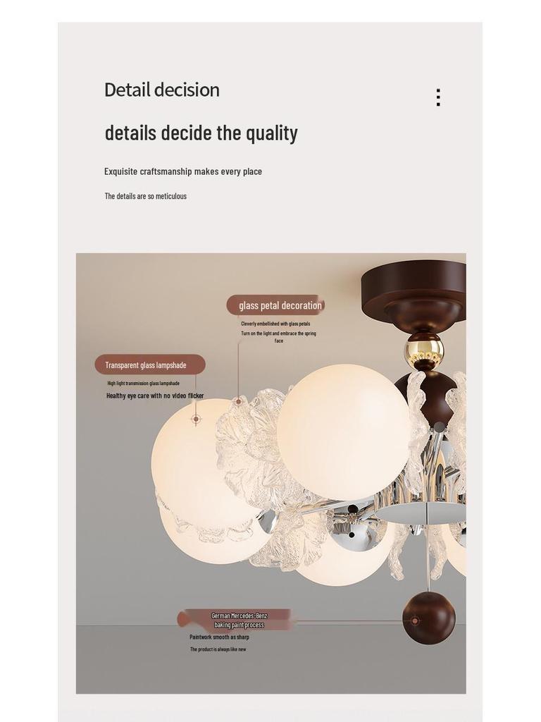 French Luxury Glass Chandelier - Modern Minimalist Lighting for Bedroom or Study