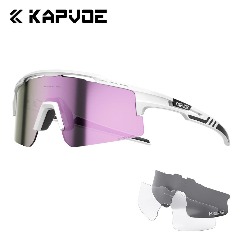 Kapvoe 3lens Sports Sunglasses Fashion Goggles Cycling Glasses MTB Riding Skating Sunglasses UV400 Man Woman Bike Eyewear
