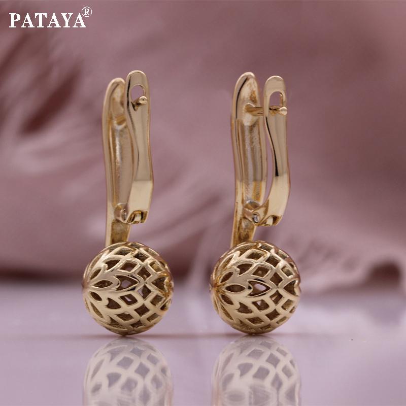 PATAYA  Hollowed-out Craftsmanship Ball-shaped Russian One-piece Earring