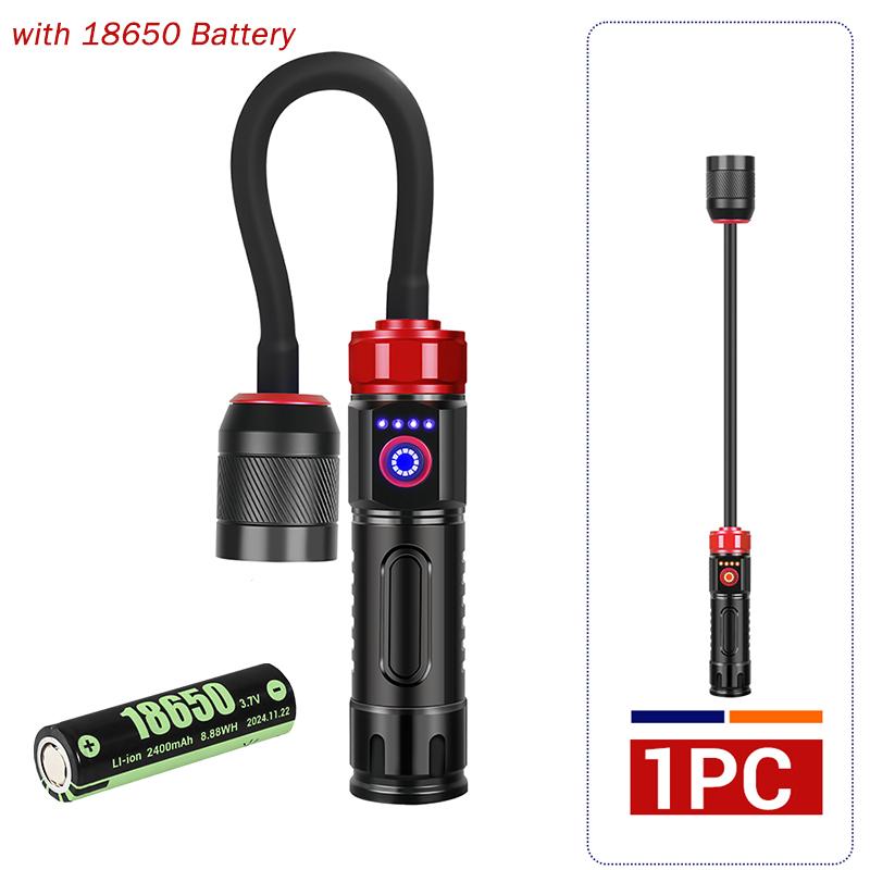 Magnetic LED Flashlights, 360° Rotation Lamp Head,Aluminum Alloy Rechargeable Work Torch,Waterproof Outdoor BBQ Camping Lights
