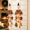 Holz Feiertagsanhänger Dekoration Rustikal Weihnachten Holz Hängend mit LED Lichtern, Beleuchteter Schneeflocken Handschuhe Baum Und Rentier Saisonal Pastoral Stil