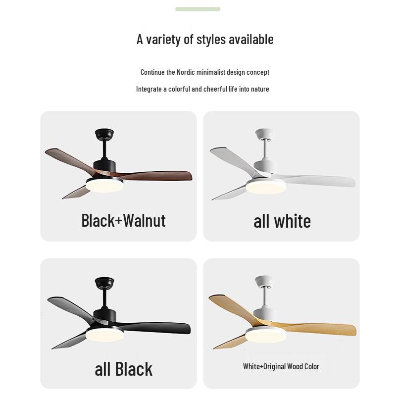 Nordic Retro Solid Wood Ceiling Fan with Light