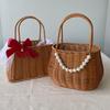 Handmade Rattan-Style Woven Flower Basket for DIY Arrangements and Party Favors