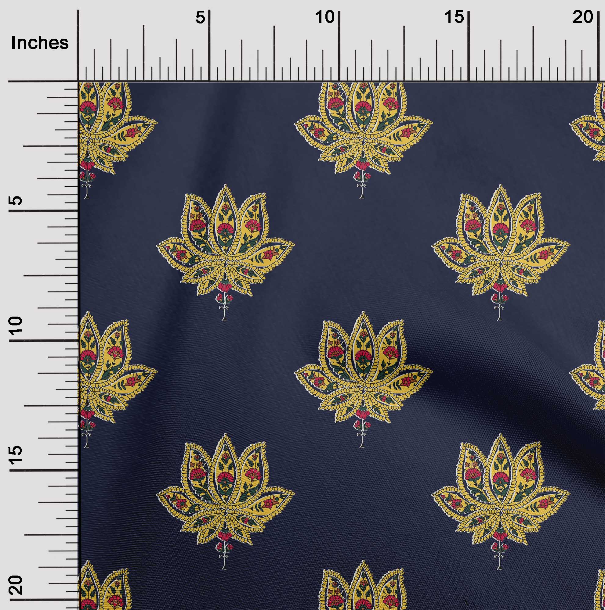 

OneOone Cotton Flex Fabric Floral Block Fabric Prints By Yard 40 дюймів завширшки 42 Inch - Viscose Chiffon синій