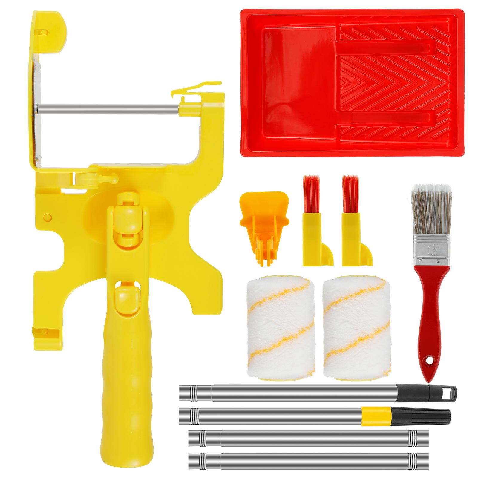 Paint Edger Roller Brush Kit Plastic Wall Paint Roller with Extension Pole and Tray Trimming Color Separation Paint Roller Safe