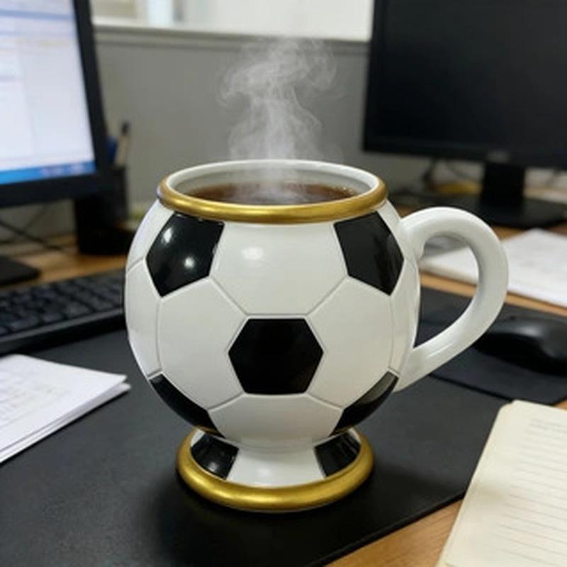Soccer Mug 3D Souvenir Coffee Mug Resin Stainless Steel Inner Aesthetic For Football Fans Home Use Football Water Cup Gift