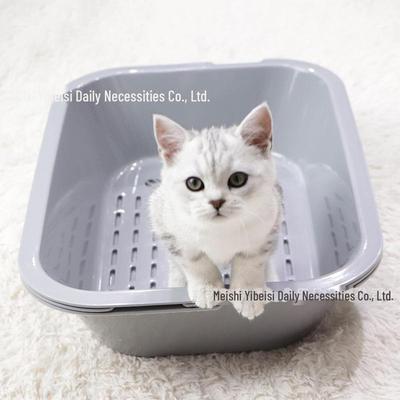 Three-Layer Open Cat Litter Box with Grid Stacking - No Shovel Needed, Easy To Clean