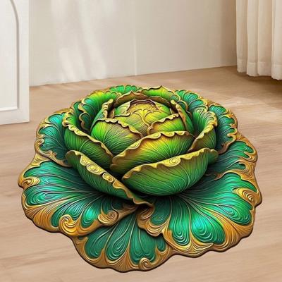 Tapete Floral 3D Visual Irregular Tapete de Área Floral Absorvente Antiderrapante Tapete de Chão Lavável para Quarto Cozinha Banheiro Entrada Pátio