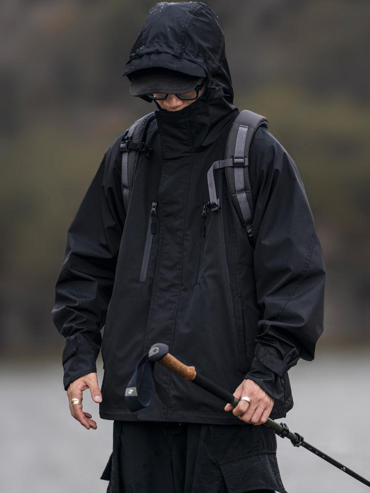 

Мужская черная ветрозащитная водонепроницаемая куртка для рабочей одежды с капюшоном - Мода осень/зима XXL чёрный