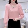 Fleece and Thickened Base Layer Shirt, Women's Lace Shirt, Cut-out T-shirt, Stylish Small Shirt for Autumn and Winter, with An Inner Top