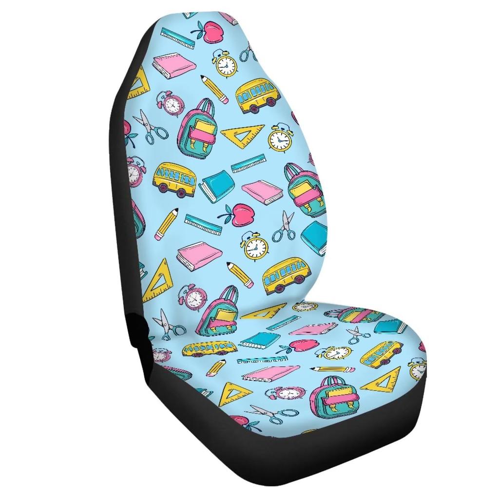 Car Seat Cover Four Seasons Universal Halloween Skull Print Decoration Car Seat Cover Front Row