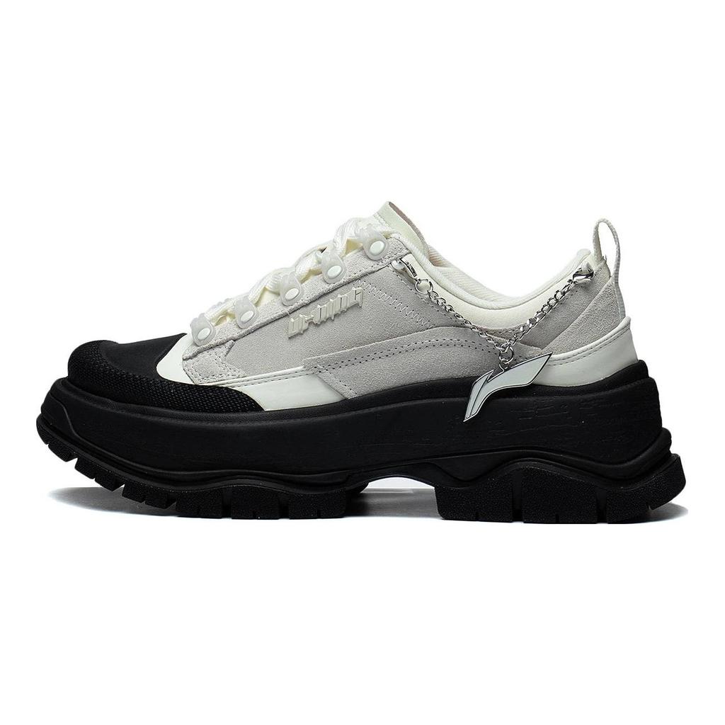 Li-Ning Synthetic Leather Non-Slip Wear-Resistant Low-Top Sports Casual Shoes Women Sneakers White Black AGCS276-3