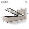 Upholstered Bed, Storage Bed Drawer with USB Type C Charging Headboard, Linen Material Bed Frame, Youth Bed 90x200 with Slatted Frame (With Mattress)