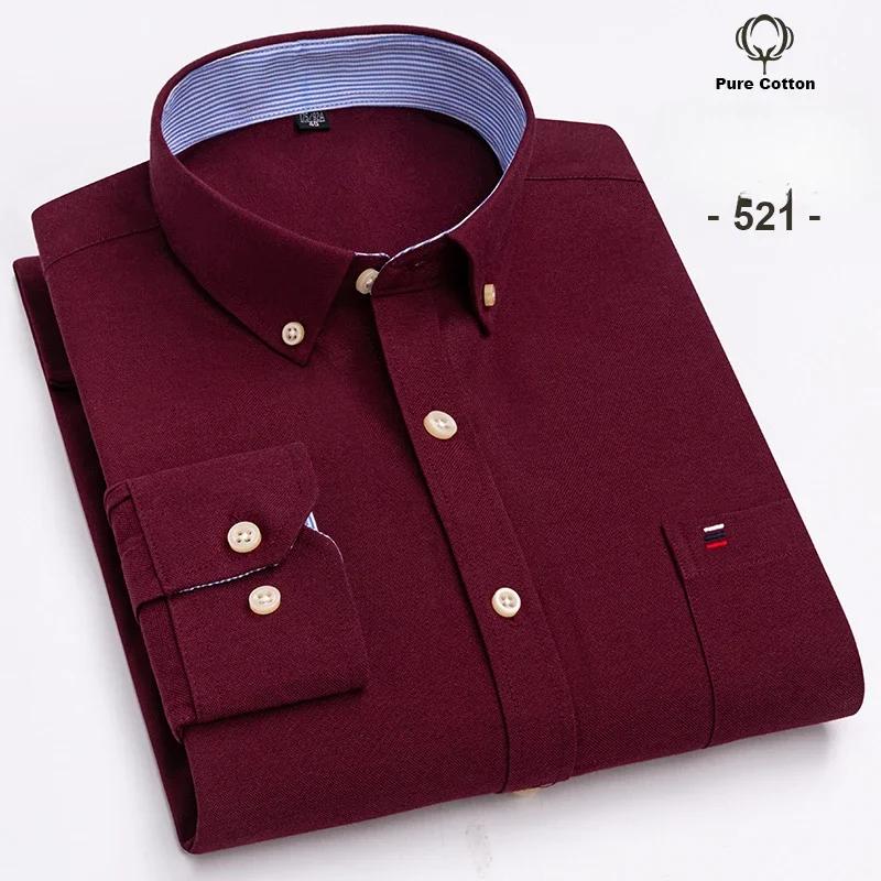 New In Shirt Plus Size 7XL Long-sleeve Shirts for Men 100%cotton Oxford Slim Fit Formal Plain Shirt Fashion Korean Plaid Clothes