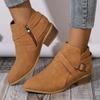 2025 New Boots Leather Women Retro Short Boots for Women Autumn and Winter New Large Size Medium Heel Thick Heel Ankle Boots