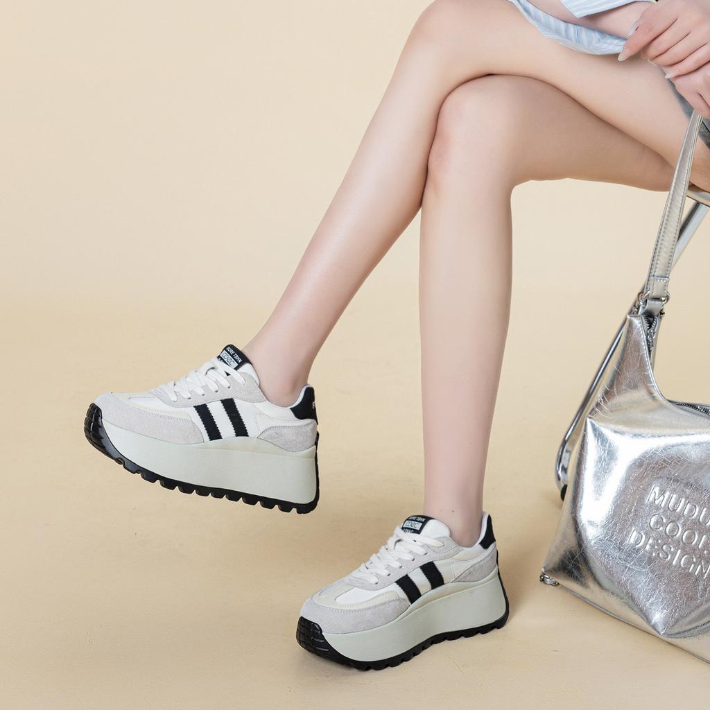 Frühling neue Leder Plateau Forrest Gump Schuhe Studenten Freizeit Ins Trend Moral Training