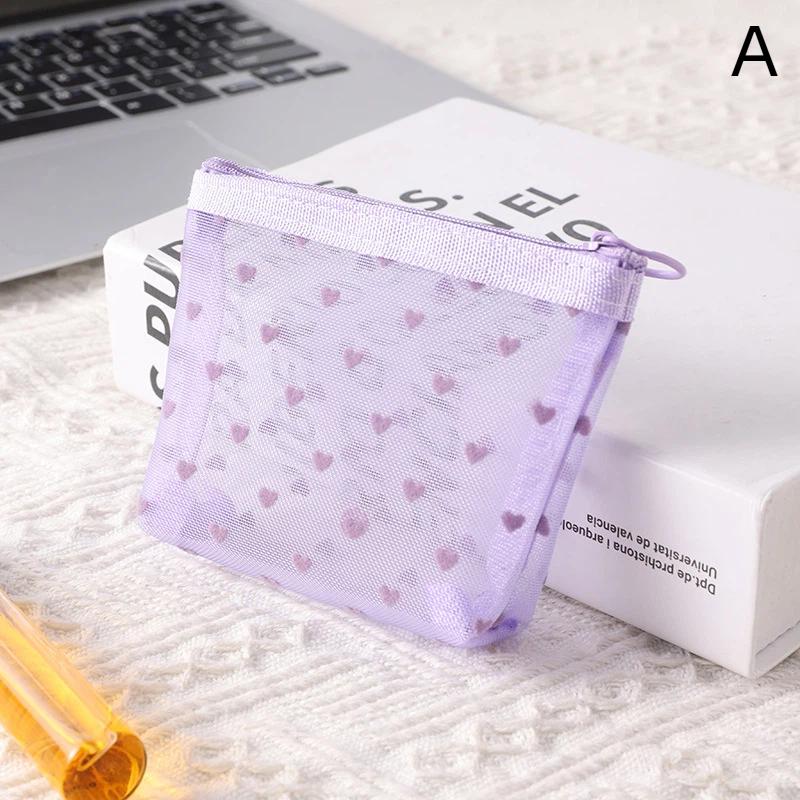 Heart Transparent Mesh Makeup Bag Multifunction Portable Women Cosmetic Storage Pouch Ladies Toiletry Lipstick Organizer Bags