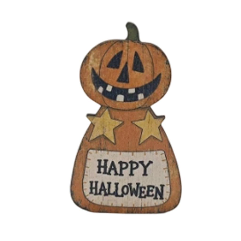 Vintage 2D Distressed Halloween Wooden Tabletop Decor Retro Decoration for Shelf Mantel