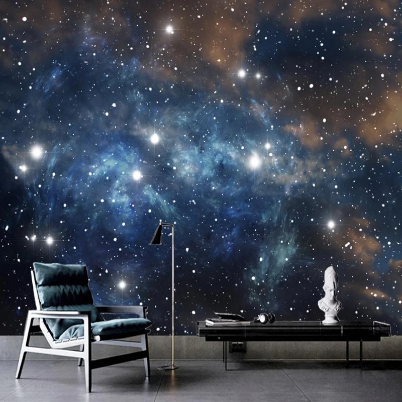 

3D Wall Mural European Vintage Starry Sky Scenery Mural Wallpaper Bedroom Living Room Restaurant Backdrop Wallpaper 200 cm(W) x 140 cm(H)