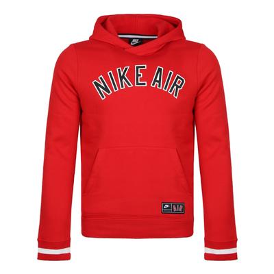 Nike Hoodie Logo Letter Print Fleece Color Blocked Hooded Kids Hoodies Red AQ9418-657