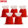 20/1Pcs Christmas Red Velvet Bags Candy Snack Gifts Drawstring Pouch Bag Jewelry Packaging Bags Christmas New Year Decorations